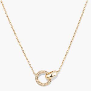 Mejuri 14K Yellow Gold Pavé Diamond Linked Necklace – Adjustable 16–18” New